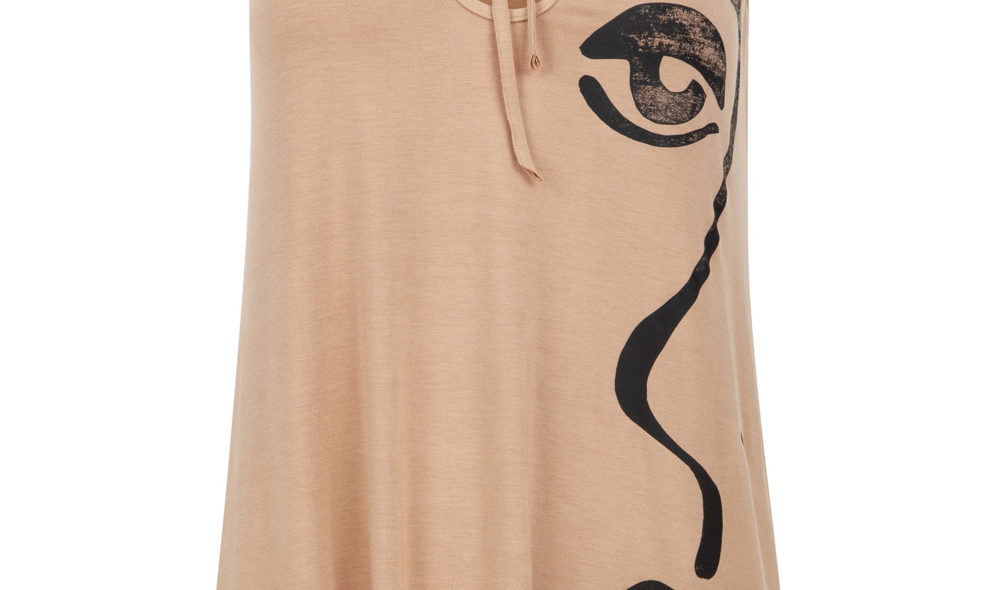 Flared keyhole top in sand beige