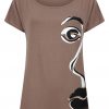 T-shirt style top in mink brown