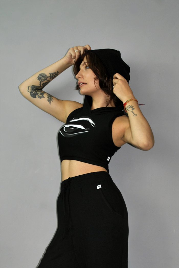 Hooded Crop top in black BY PETRIISKI|Loungewear collection
